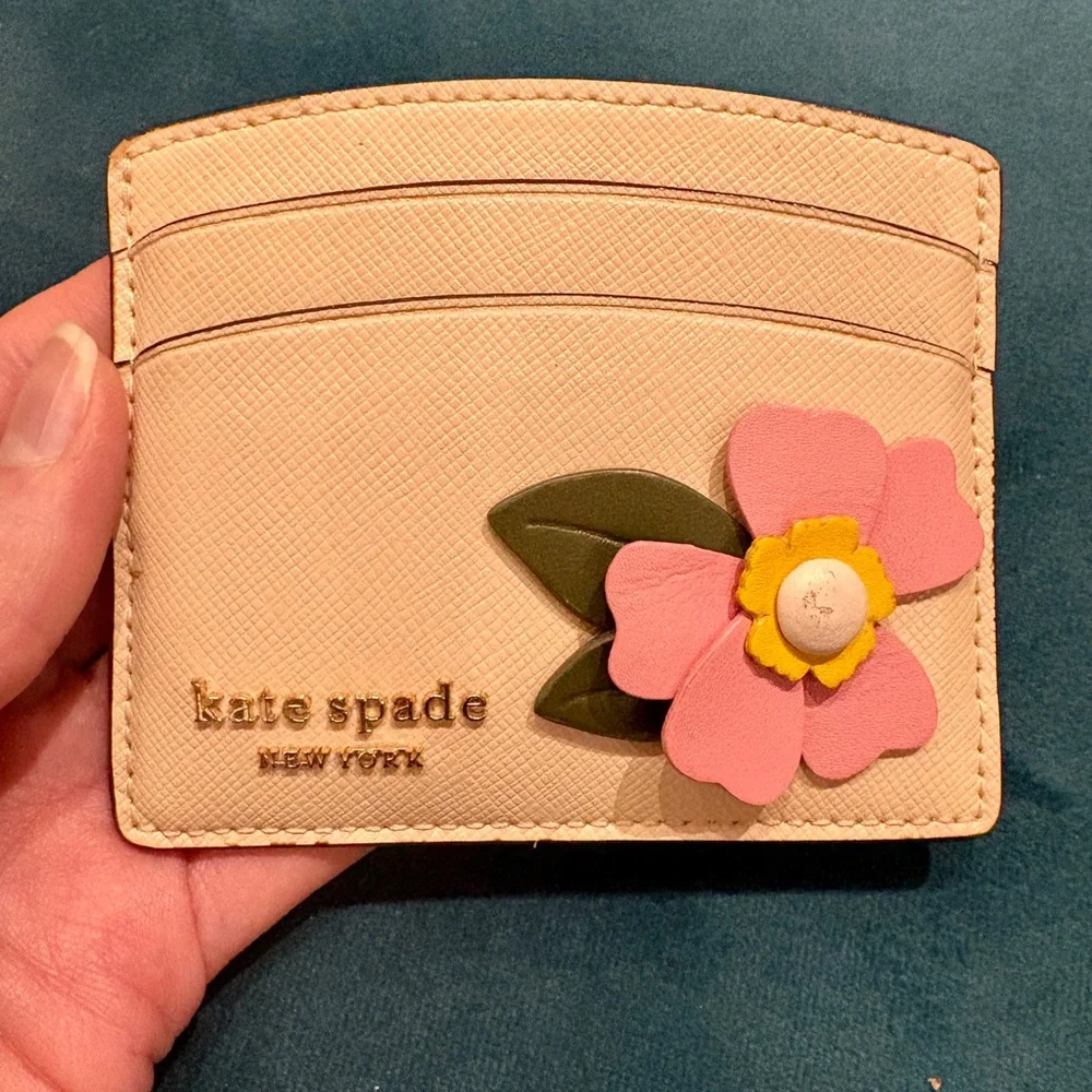 kate spade Cream and Pink Floral Card Holder - Picture 1 of 4